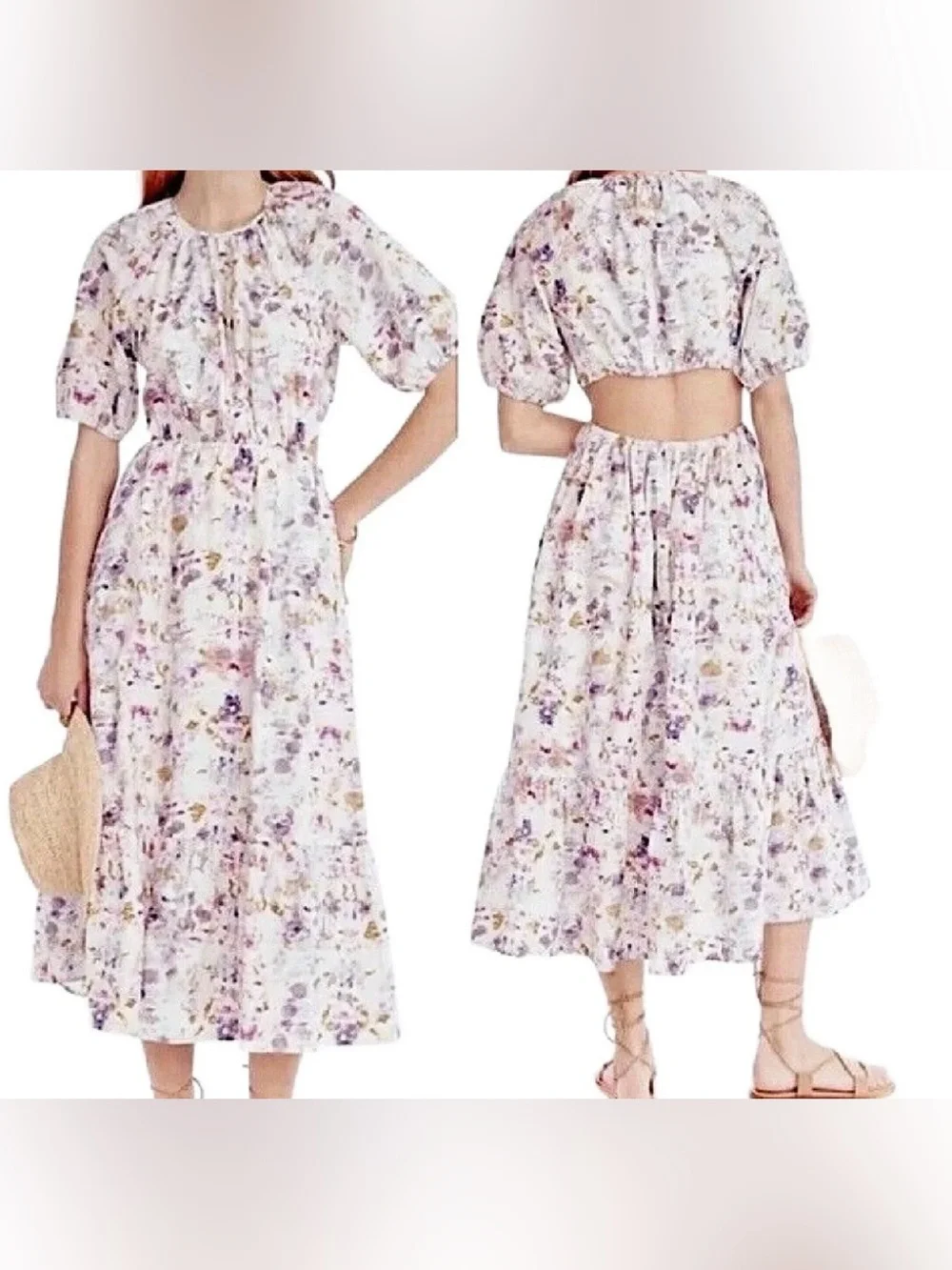 J.Crew Flora Obscura side-cutout dress